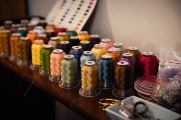 Various colors of silk threads for simple needlework tasks.