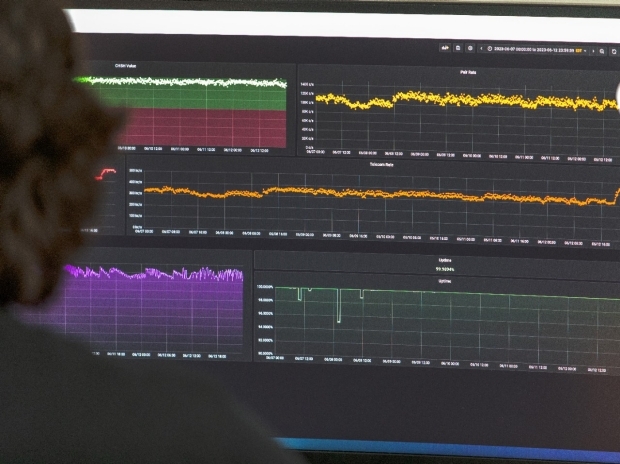 Graphs of varying color on a computer screen.