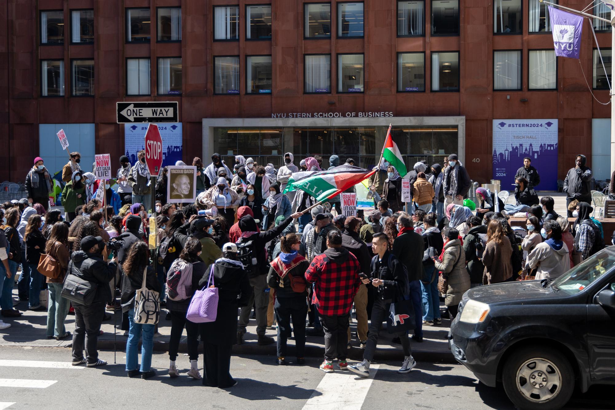 Students+and+faculty+set+up+pro-Palestinian+encampment+at+Gould+Plaza