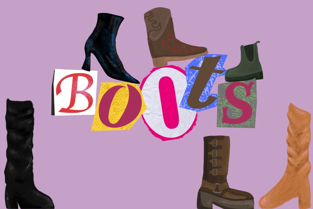 An illustration with “BOOTS” written in the middle, and boots are below and above the words.