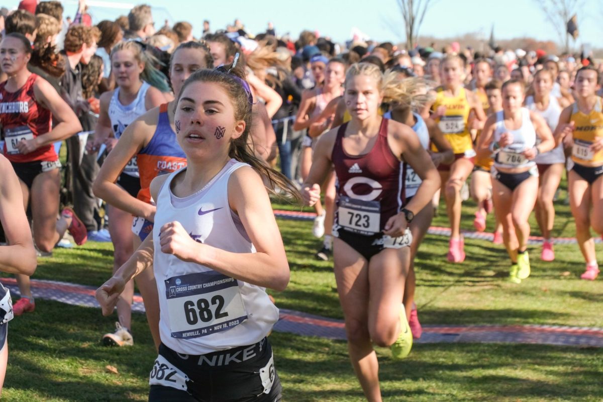 Cross country athlete Morgan Uhlhorn racing at the NCAA Division III National Championship on Saturday, Nov. 18. (Ethan Rendon for WSN)