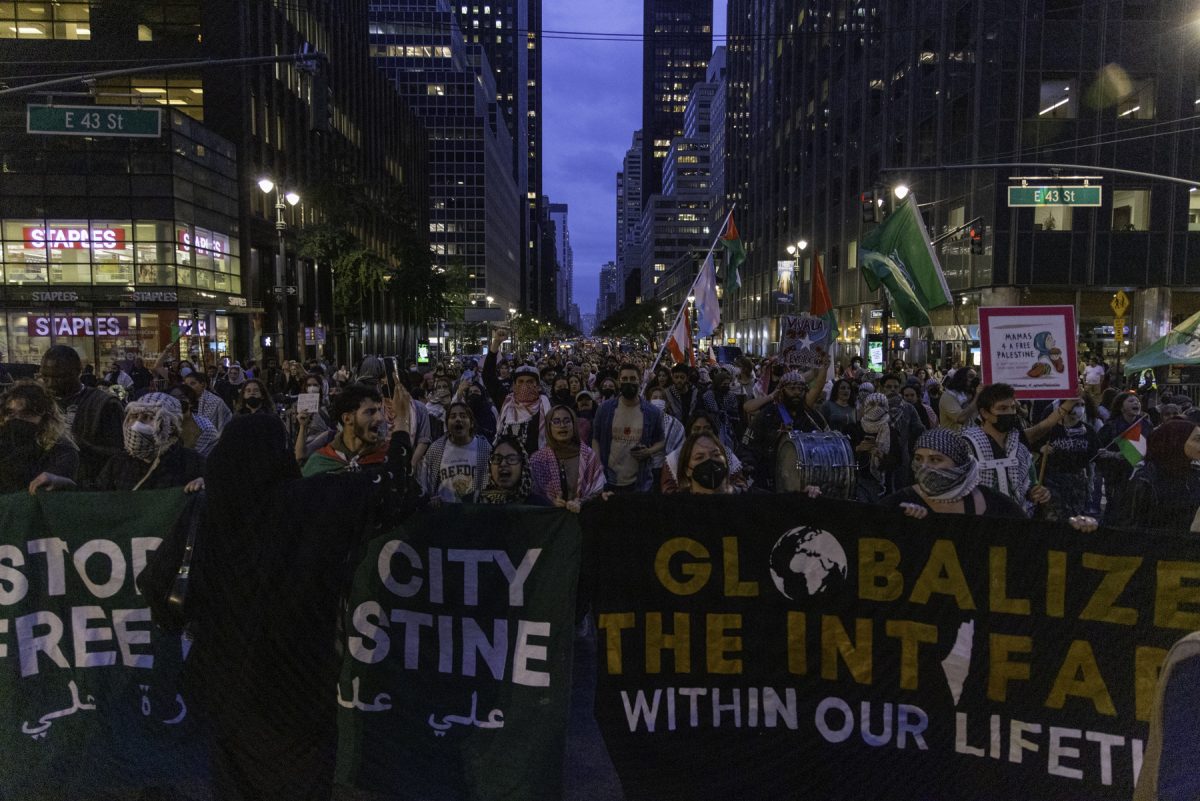 Protesters march up 3rd Avenue in Manhattan.
(Danny Arensberg for WSN)