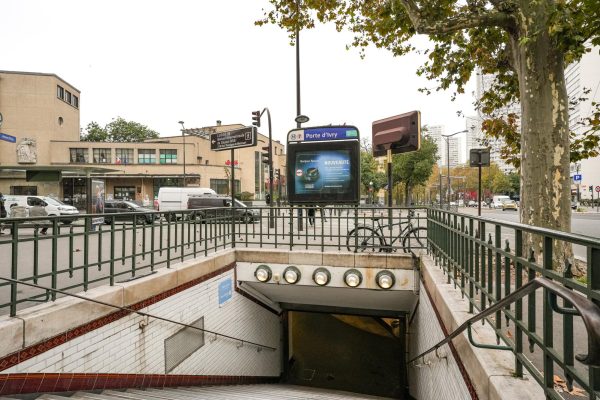 The entrance of the Porte d'Ivry stop on the Paris Metro.