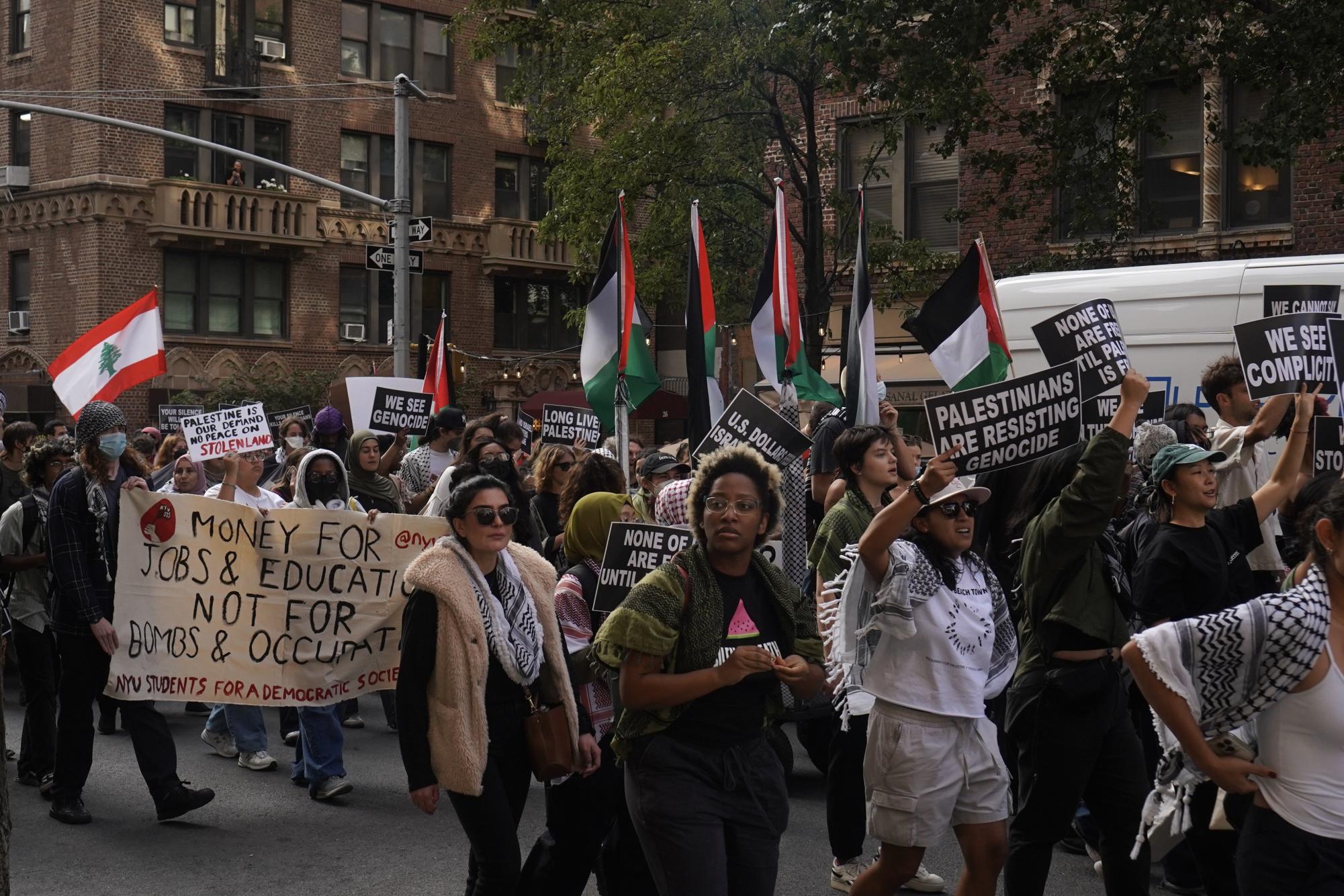 Students at NYU join hundreds in Oct. 7 demonstrations