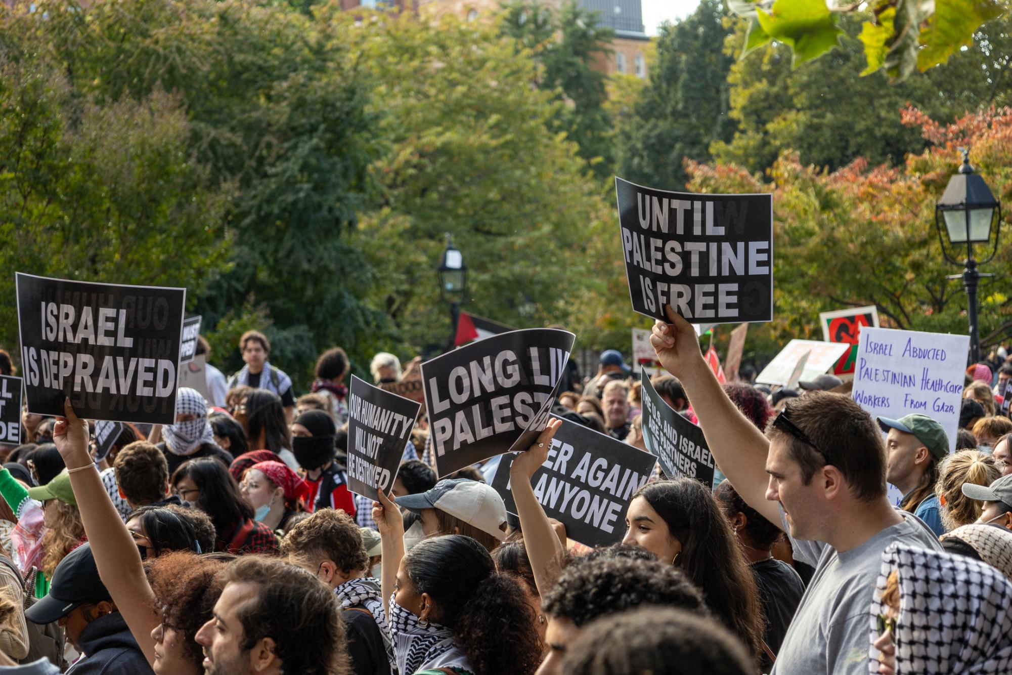 Students at NYU join hundreds in Oct. 7 demonstrations