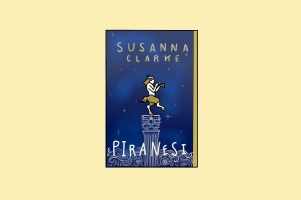 An illustration of a book cover depicting a centaur standing on a podium, with a starry blue sky behind it and the title "PIRANESI" in white at the bottom.