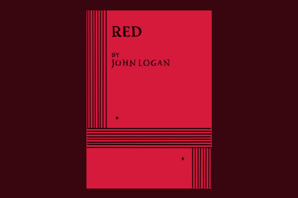 An illustration of a red book cover that reads “RED” and “BY JOHN LOGAN.”