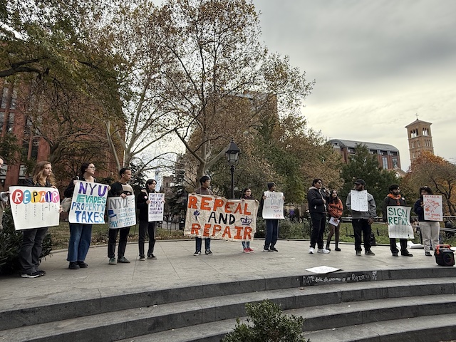 Students citywide protest property tax breaks for NYU, Columbia