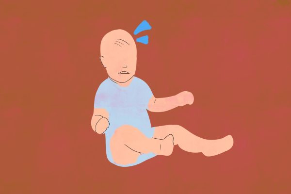 An illustration of a screaming baby.