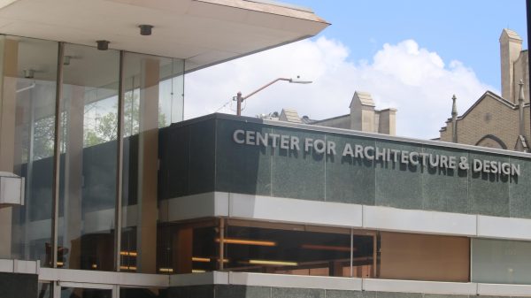 An exterior building photo that reads “CENTER FOR ARCHITECTURE and DESIGN.”