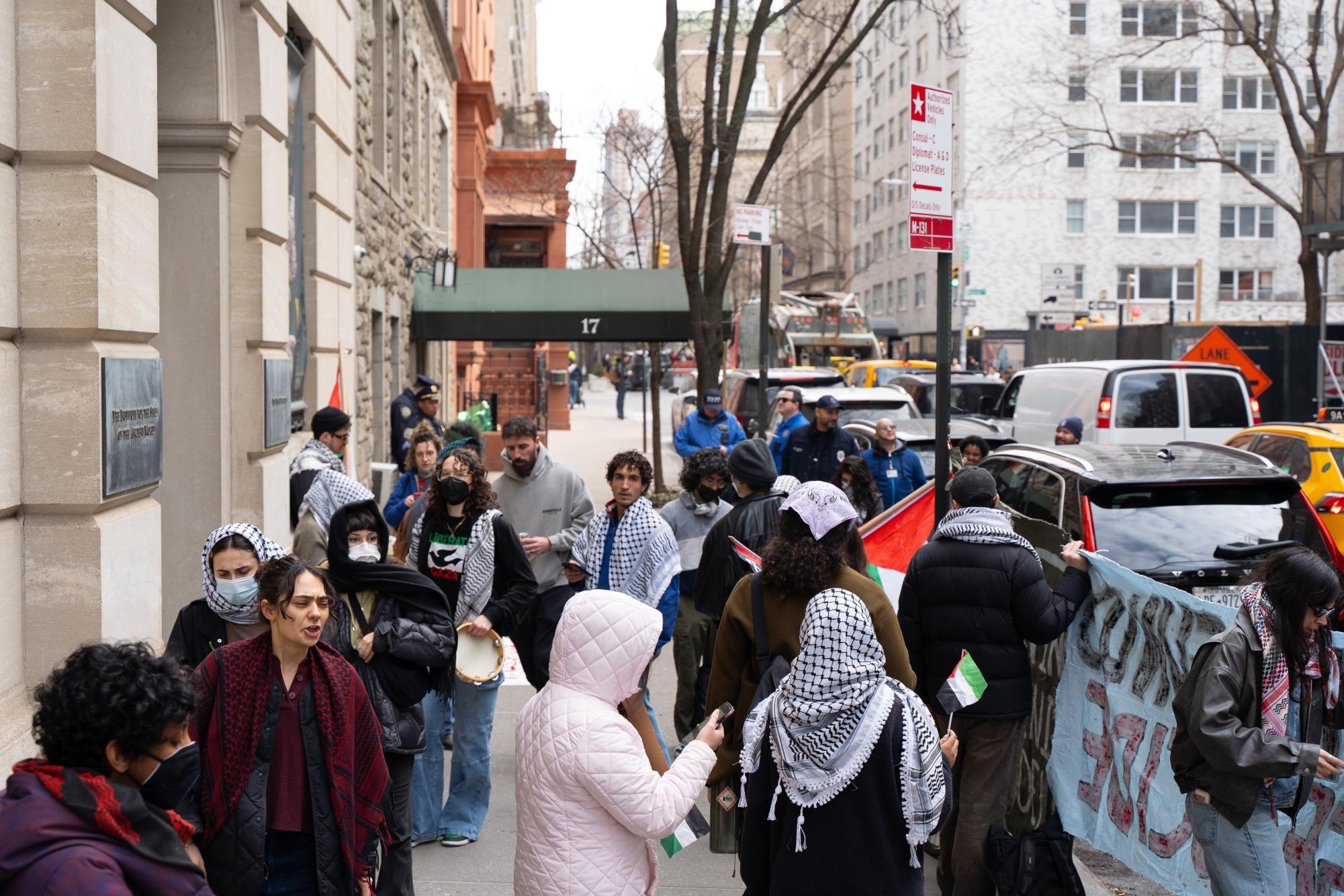 Students protest NYU investments outside trustees’ finance meeting