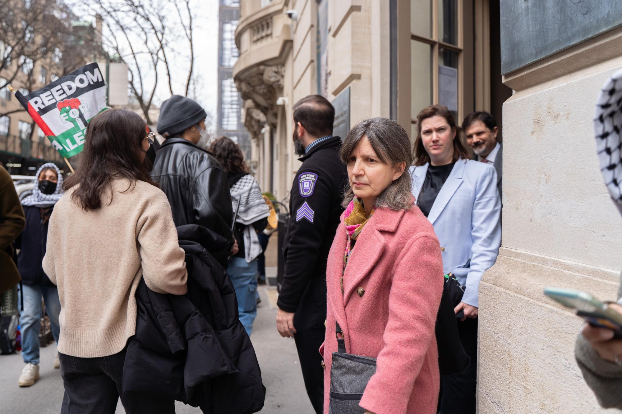 Students protest NYU investments outside trustees’ finance meeting