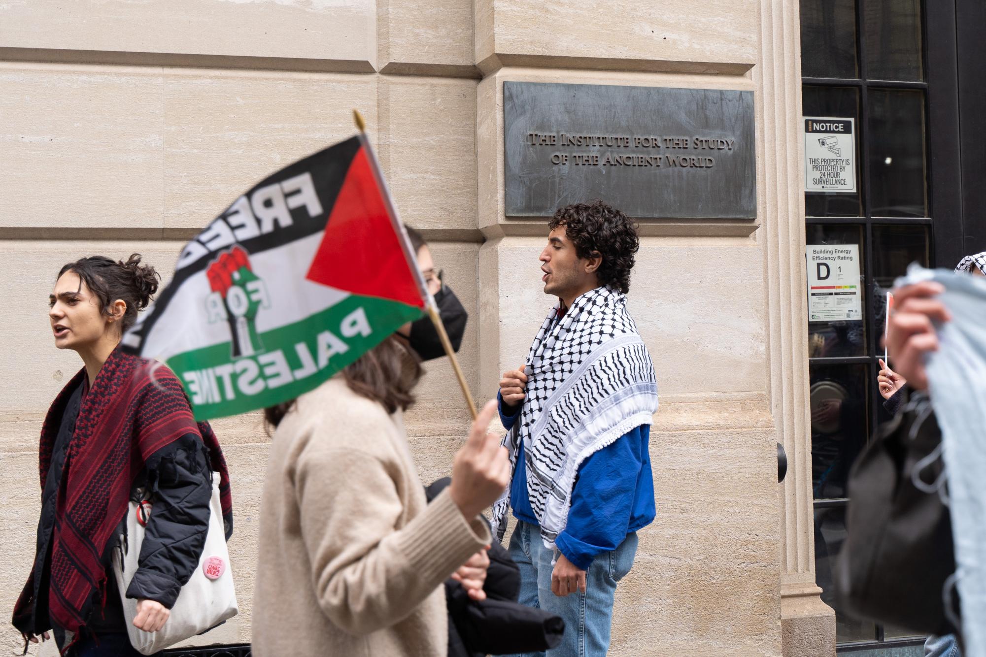 Students protest NYU investments outside trustees’ finance meeting