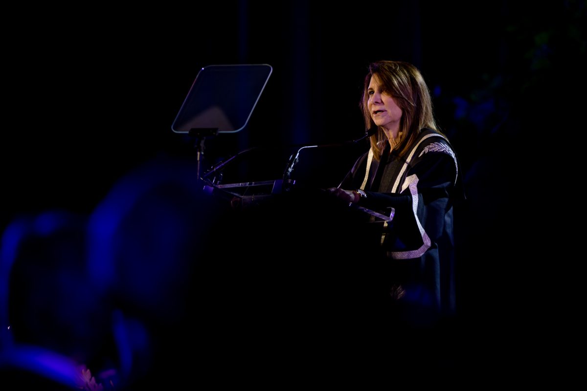 President Linda Mills at her Presidential Inauguration ceremony hosted at the Paulson Center. (Manasa Gudavalli for WSN)