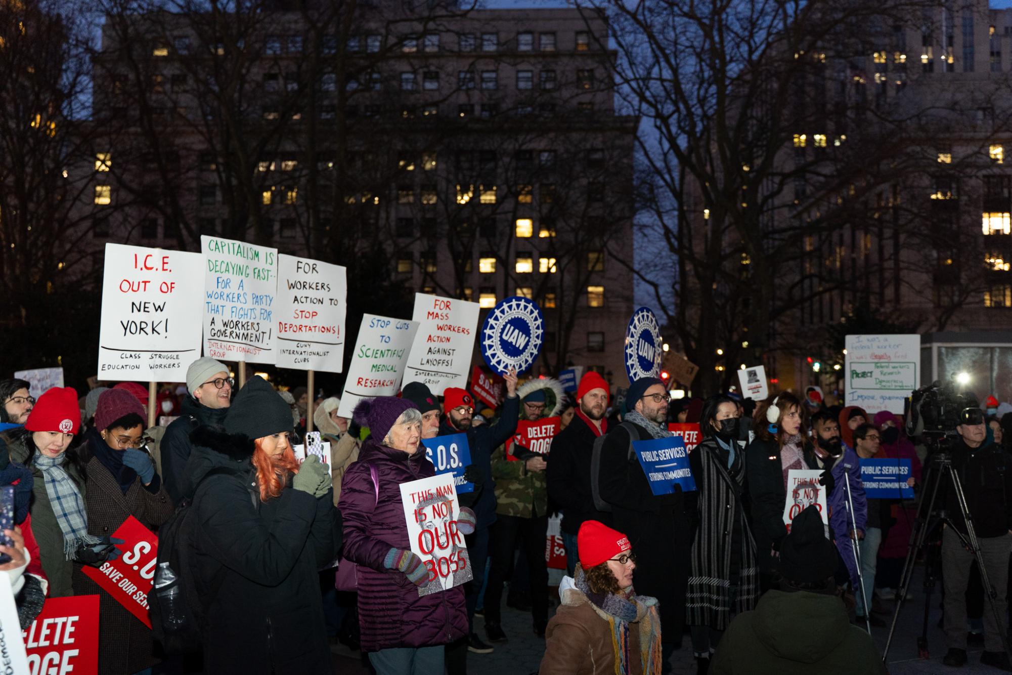 Hundreds protest Trump research cuts in Washington Square Park