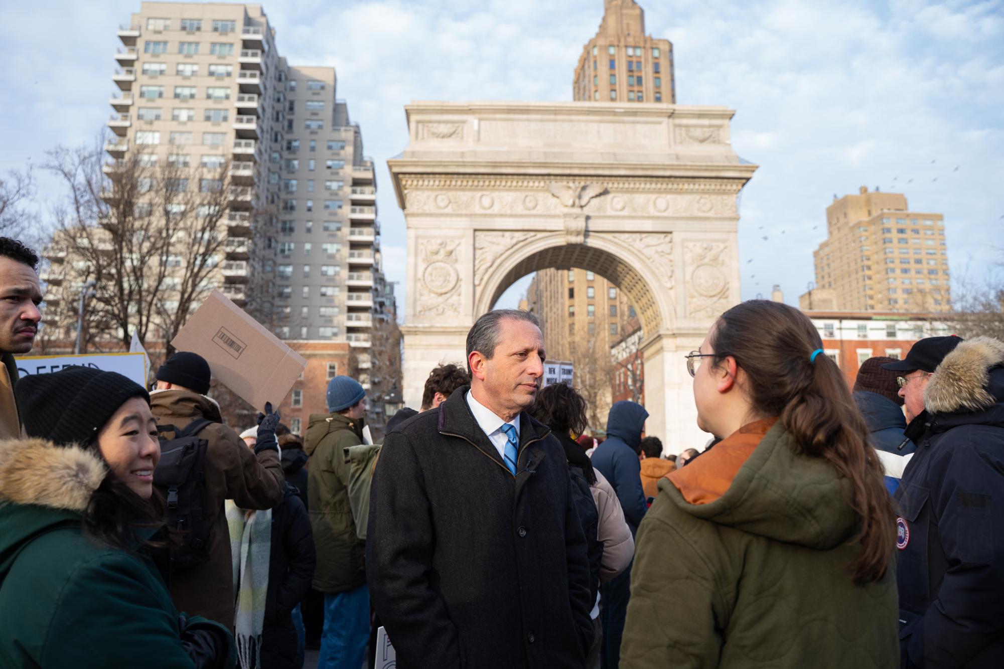 Hundreds protest Trump research cuts in Washington Square Park