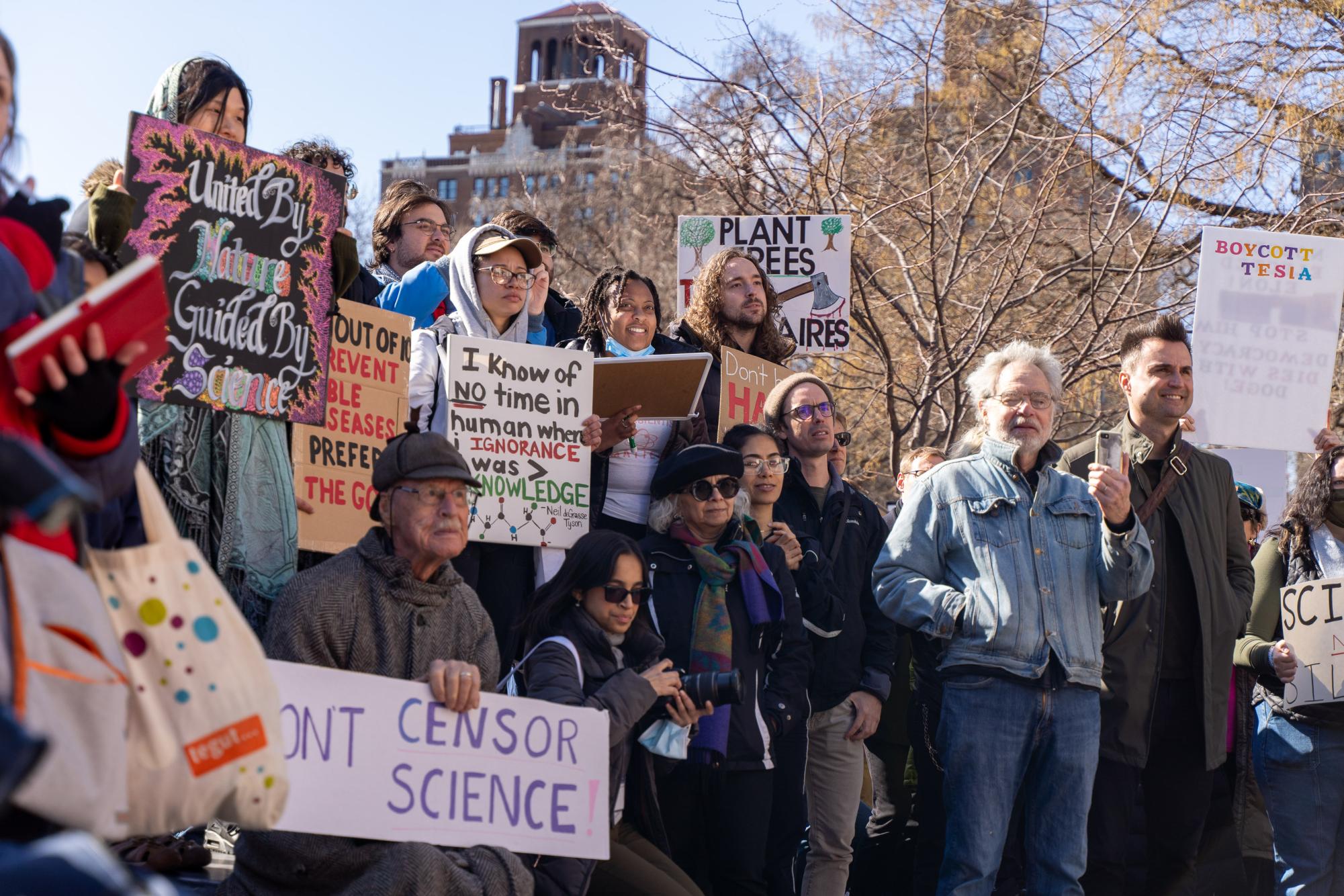 Researchers protest Trump cuts to funding in Washington Square Park