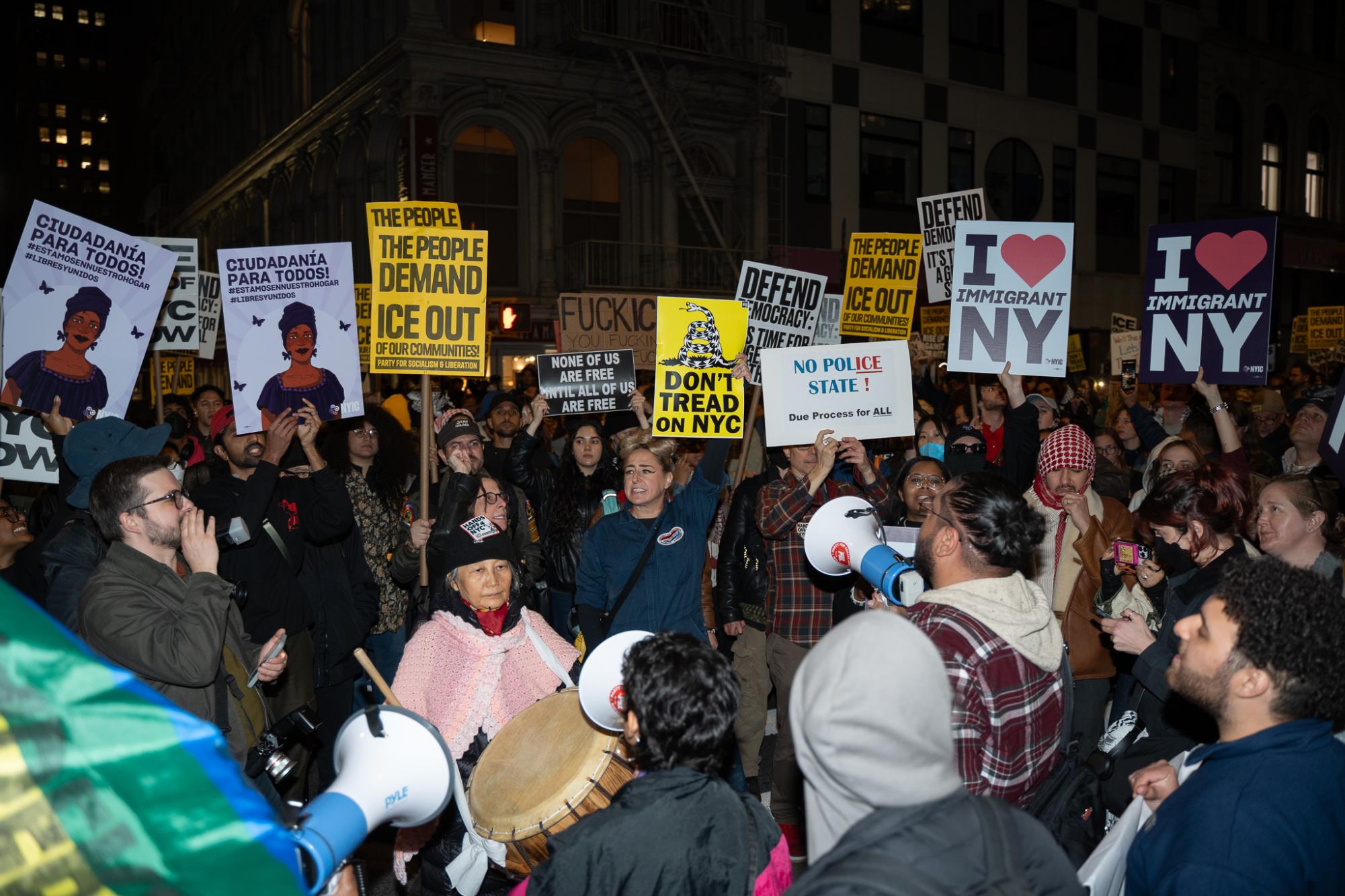 Hundreds protest Tuesday ICE raid at Foley Square march