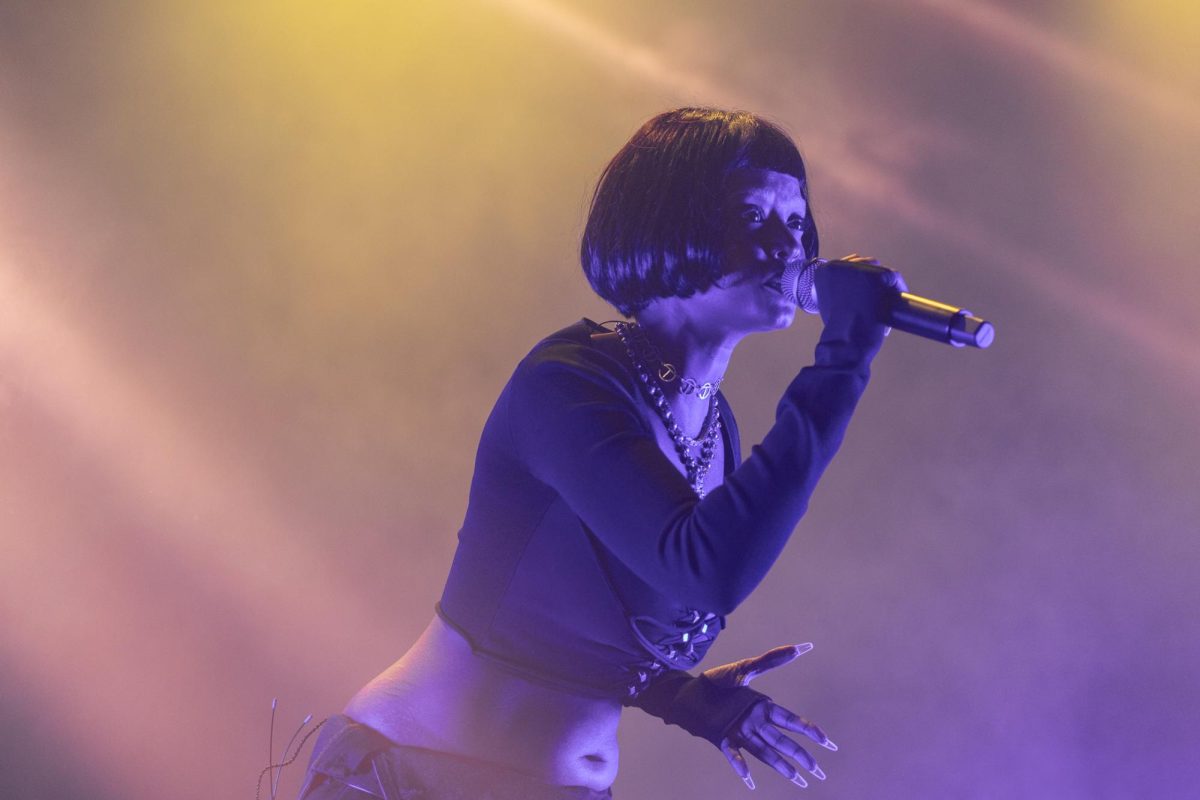 2024 V100 artists Kelela and redveil criticized the university’s disciplinary action policies and ties to Israel. (Krish Dev for WSN)