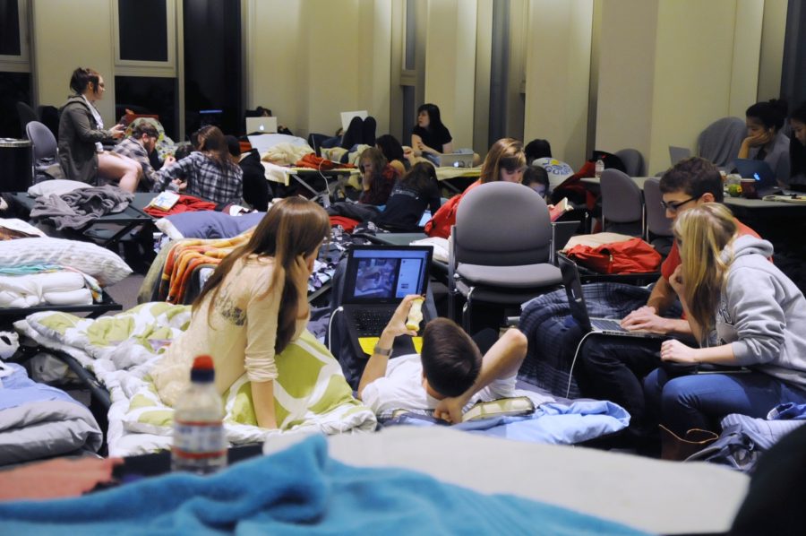 Cots set up in the 5F Grand Hall of the NYU GCASL. Jonathan Tan/WSN