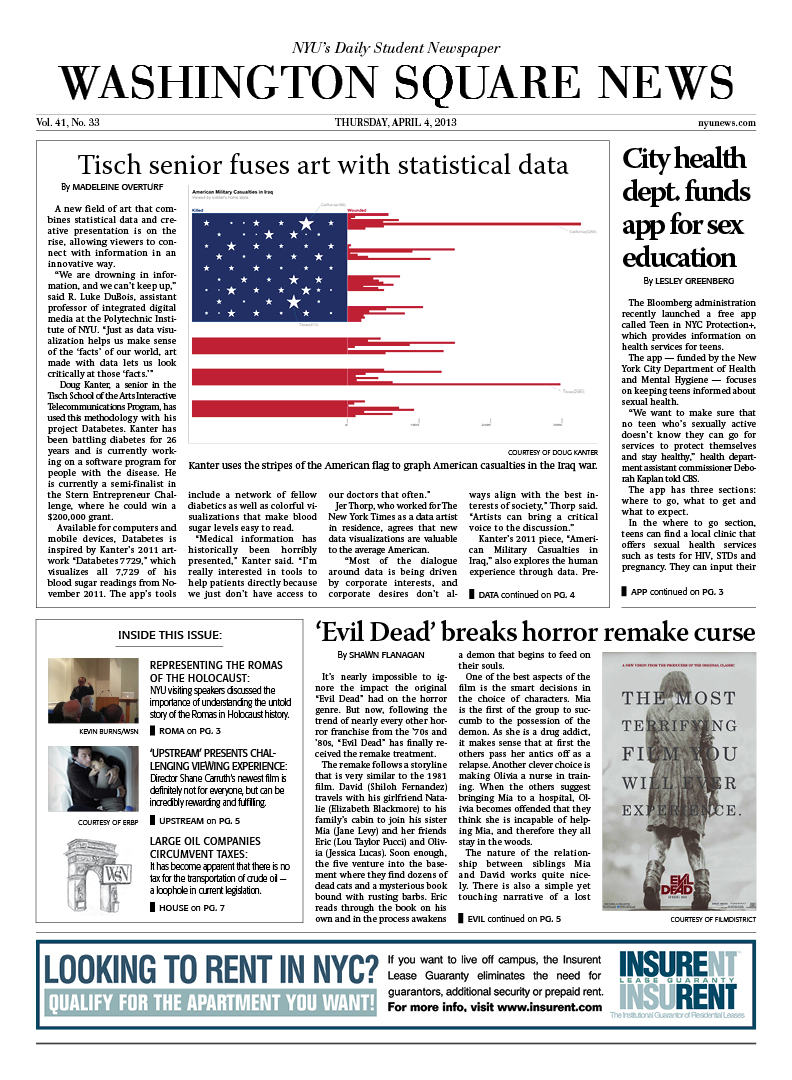 Today’s Front Page 04/04/13 | Washington Square News