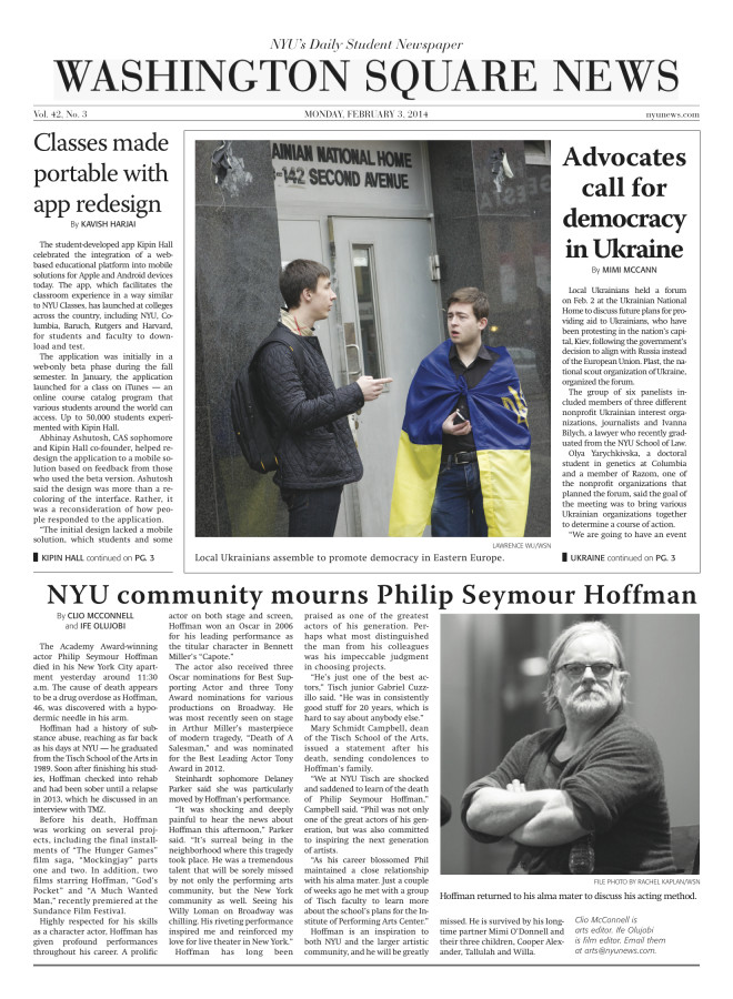 Today's Front Page 2/3/2014