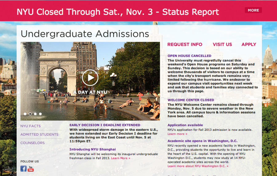 Screenshot from admissions.nyu.edu