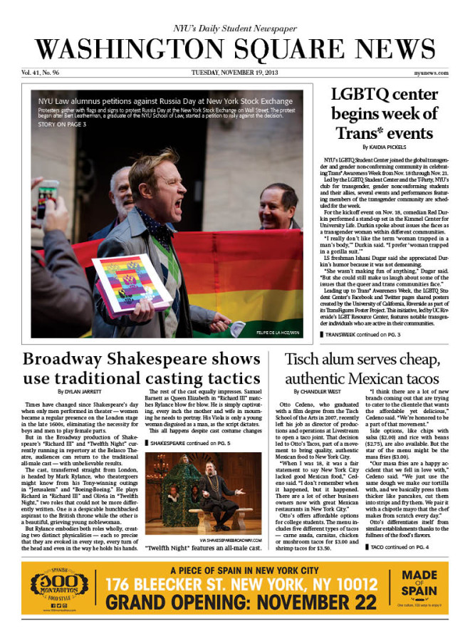 Today's Front Page 11/19/2013